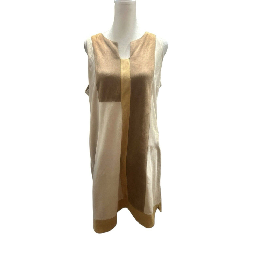 Cato Tan Size Large Colorblock‎ Faux Suede Dress